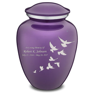 Extra Large Embrace Purple Doves Cremation Urn for Ashes