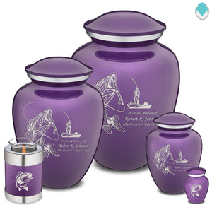 Extra Large Embrace Purple Fishing Cremation Urn for Ashes