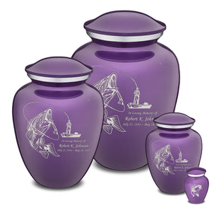 Extra Large Embrace Purple Fishing Cremation Urn for Ashes