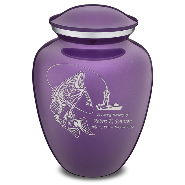 Extra Large Embrace Purple Fishing Cremation Urn for Ashes