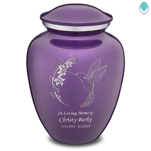 Extra Large Embrace Purple Hummingbird Cremation Urn for Ashes