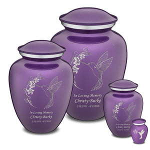 Extra Large Embrace Purple Hummingbird Cremation Urn for Ashes