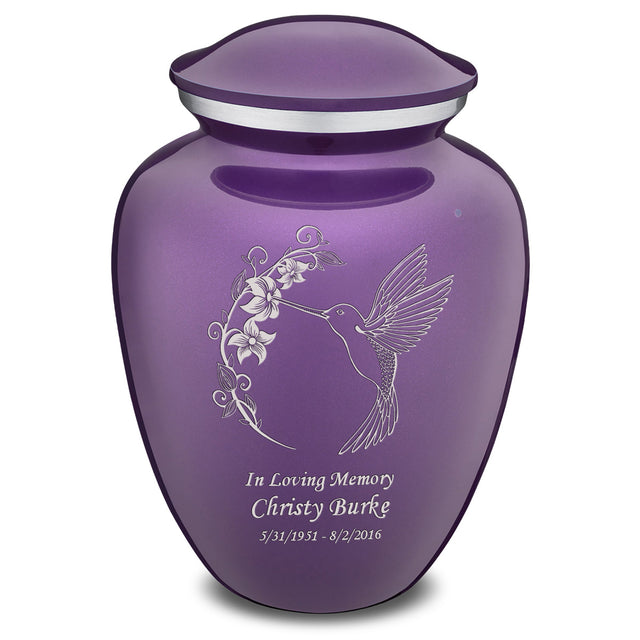 Extra Large Embrace Purple Hummingbird Cremation Urn for Ashes