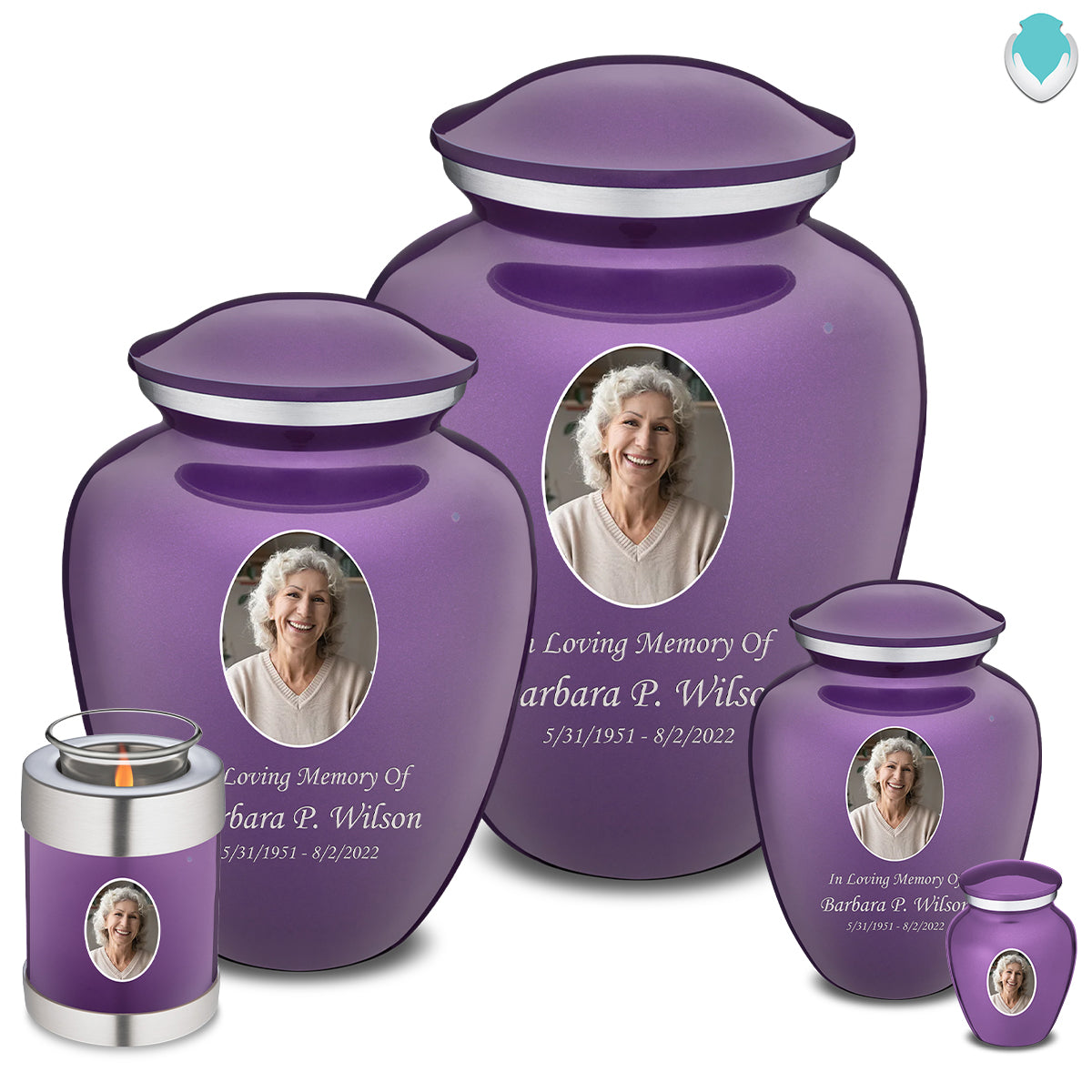 Extra Large Embrace Purple Portrait Cremation Urn for Ashes