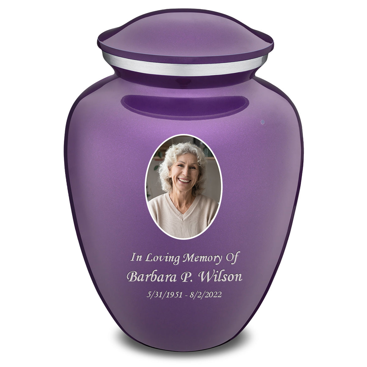 Extra Large Embrace Purple Portrait Cremation Urn for Ashes