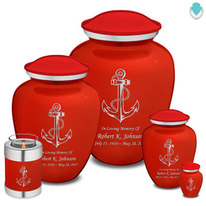 Extra Large Embrace Bright Red Anchor Cremation Urn for Ashes