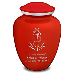 Extra Large Embrace Bright Red Anchor Cremation Urn for Ashes