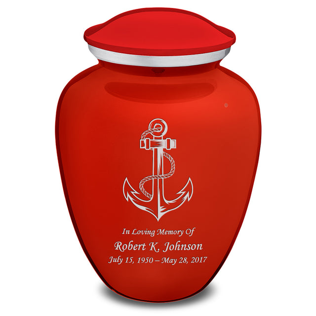 Extra Large Embrace Bright Red Anchor Cremation Urn for Ashes