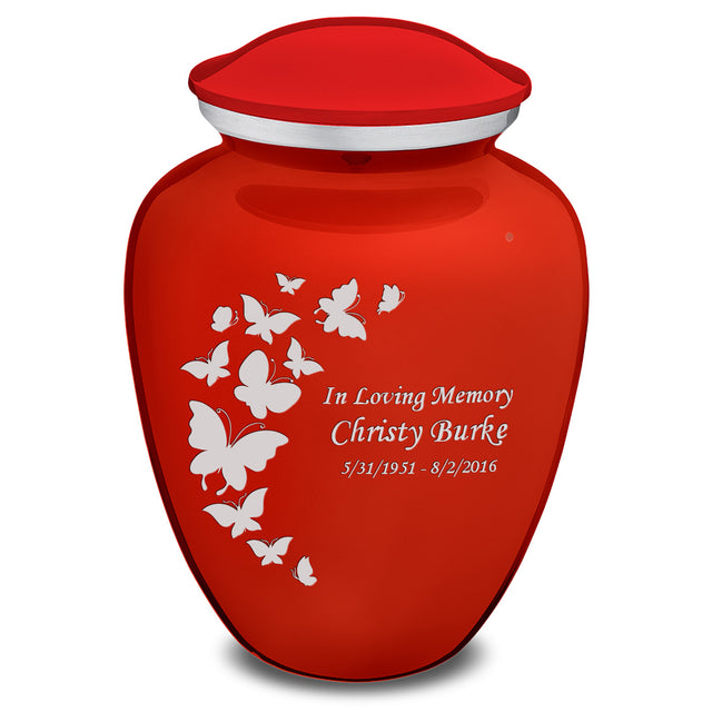 Extra Large Embrace Bright Red Butterfly Cremation Urn for Ashes