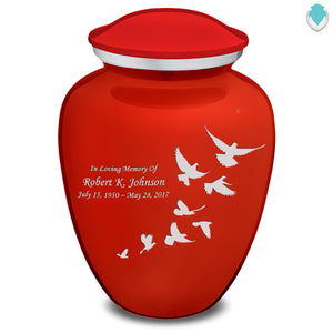 Extra Large Embrace Bright Red Doves Cremation Urn for Ashes