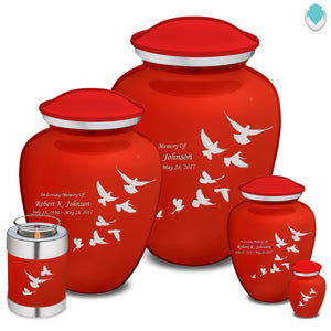 Extra Large Embrace Bright Red Doves Cremation Urn for Ashes