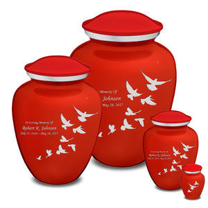 Extra Large Embrace Bright Red Doves Cremation Urn for Ashes