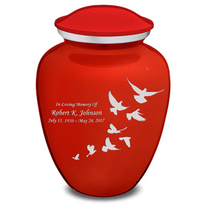 Extra Large Embrace Bright Red Doves Cremation Urn for Ashes