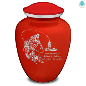 Extra Large Embrace Bright Red Fishing Cremation Urn for Ashes