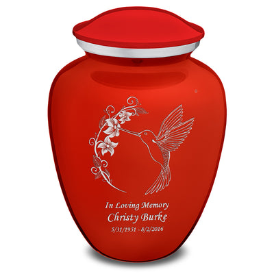 Extra Large Embrace Bright Red Hummingbird Cremation Urn for Ashes