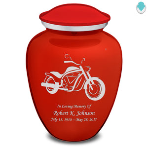 Extra Large Embrace Bright Red Motorcycle Cremation Urn for Ashes