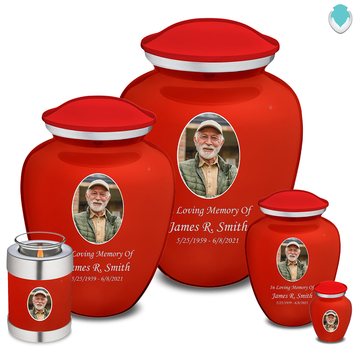 Extra Large Embrace Bright Red Portrait Cremation Urn for Ashes