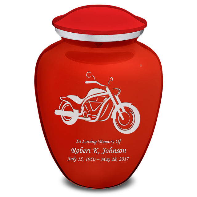 Extra Large Embrace Bright Red Motorcycle Cremation Urn for Ashes