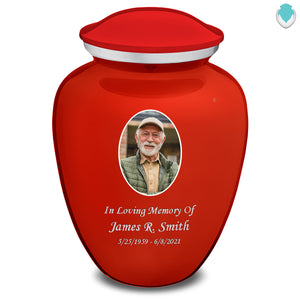 Extra Large Embrace Bright Red Portrait Cremation Urn for Ashes