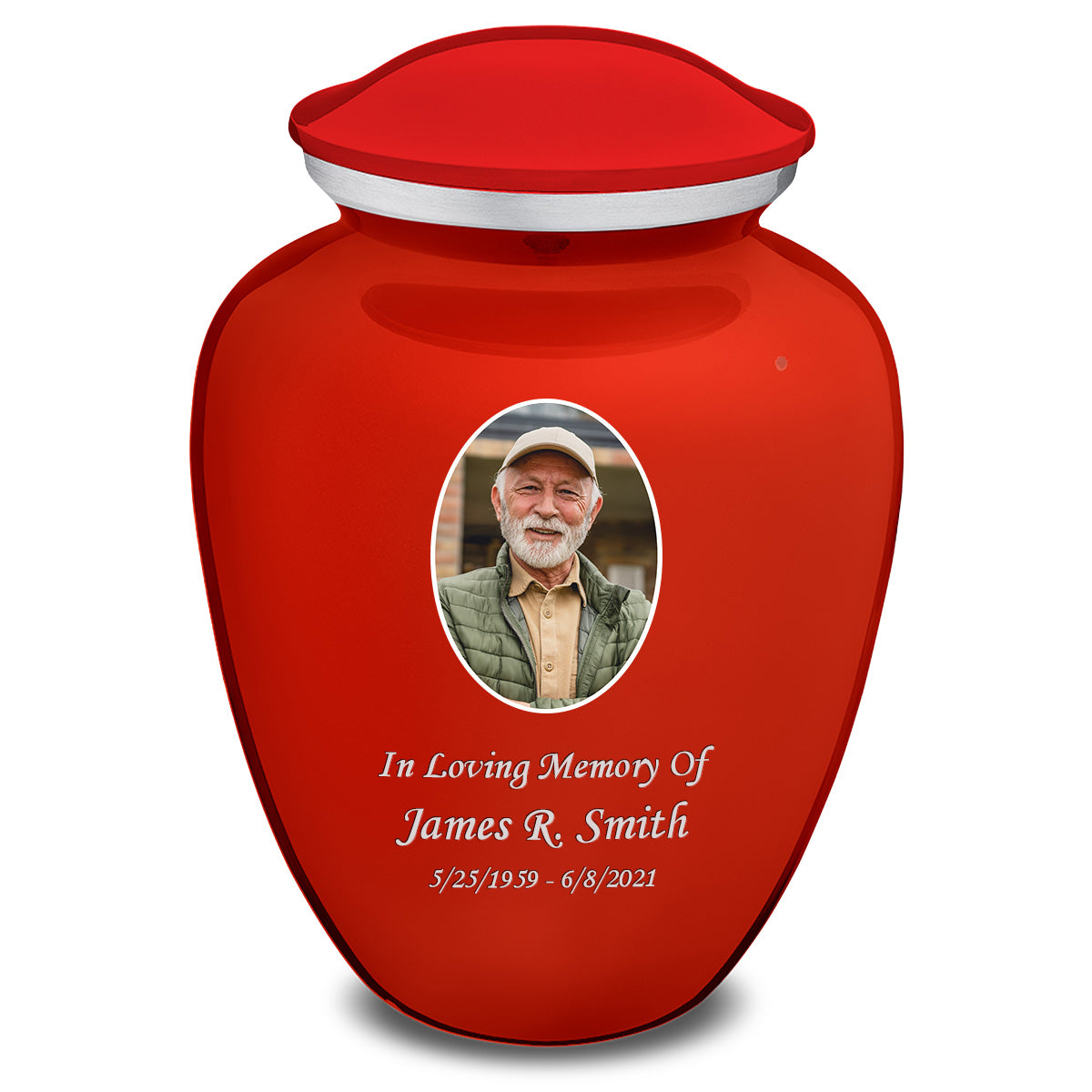 Extra Large Embrace Bright Red Portrait Cremation Urn for Ashes