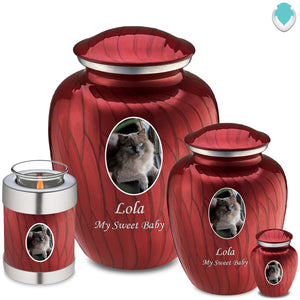 Adult Pet Embrace Pearl Candy Red Portrait Cremation Urn