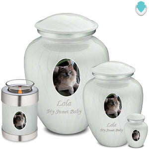 Adult Pet Embrace Pearl White Portrait Cremation Urn