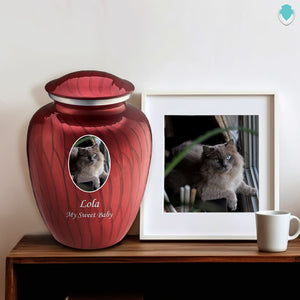 Adult Pet Embrace Pearl Candy Red Portrait Cremation Urn