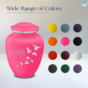 Adult Embrace Bright Pink Doves Cremation Urn