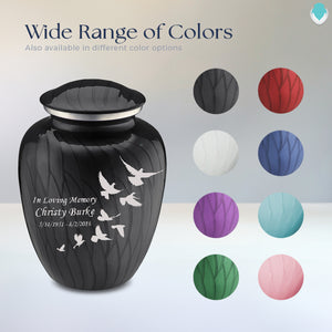 Adult Embrace Pearl Black Doves Cremation Urn