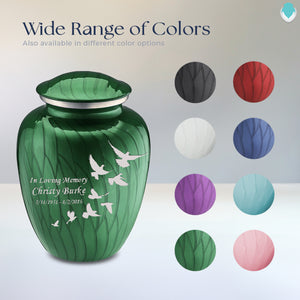 Adult Embrace Pearl Green Doves Cremation Urn