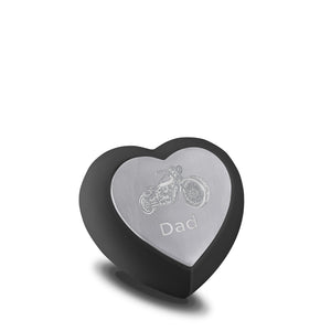 Drop Heart Keepsake Urn Black & Brushed Pewter