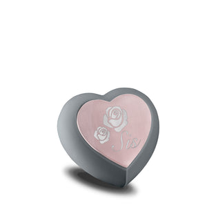 Drop Heart Keepsake Urn French Grey & Brushed Rose Gold