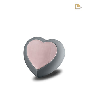 Drop Heart Keepsake Urn French Grey & Brushed Rose Gold