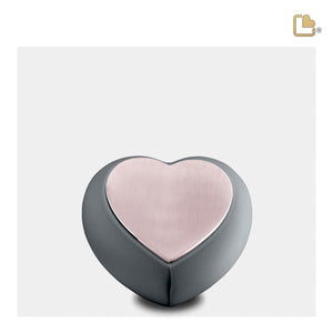 Drop Heart Keepsake Urn French Grey & Brushed Rose Gold