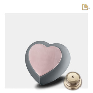 Drop Heart Keepsake Urn French Grey & Brushed Rose Gold