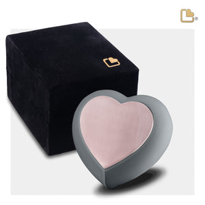 Drop Heart Keepsake Urn French Grey & Brushed Rose Gold