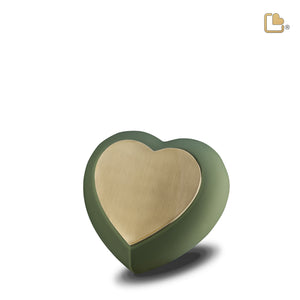 Drop Heart Keepsake Urn Sage Green & Brushed Gold