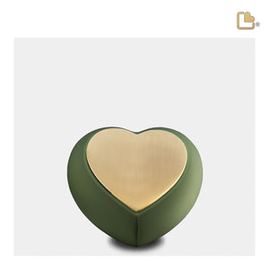 Drop Heart Keepsake Urn Sage Green & Brushed Gold