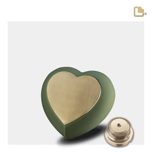 Drop Heart Keepsake Urn Sage Green & Brushed Gold