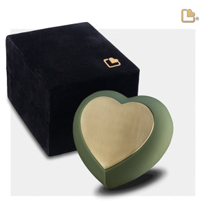 Drop Heart Keepsake Urn Sage Green & Brushed Gold