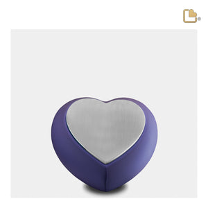 Drop Heart Keepsake Urn Navy & Brushed Pewter