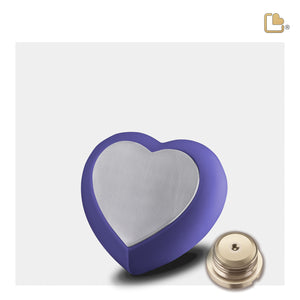 Drop Heart Keepsake Urn Navy & Brushed Pewter