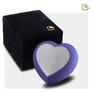 Drop Heart Keepsake Urn Navy & Brushed Pewter