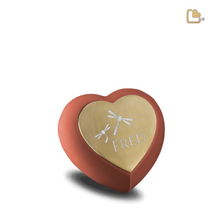 Drop Heart Keepsake Urn Terracotta & Brushed Gold