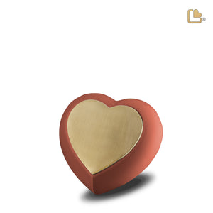 Drop Heart Keepsake Urn Terracotta & Brushed Gold