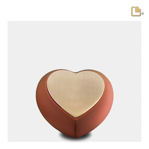 Drop Heart Keepsake Urn Terracotta & Brushed Gold