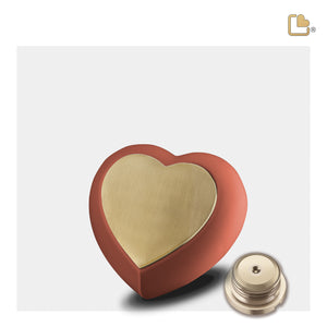 Drop Heart Keepsake Urn Terracotta & Brushed Gold