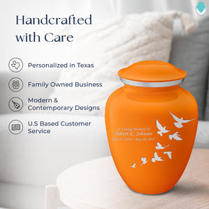 Adult Embrace Burnt Orange Doves Cremation Urn