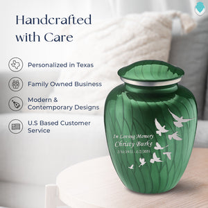 Adult Embrace Pearl Green Doves Cremation Urn