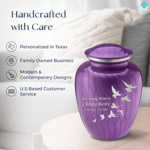 Adult Embrace Pearl Purple Doves Cremation Urn